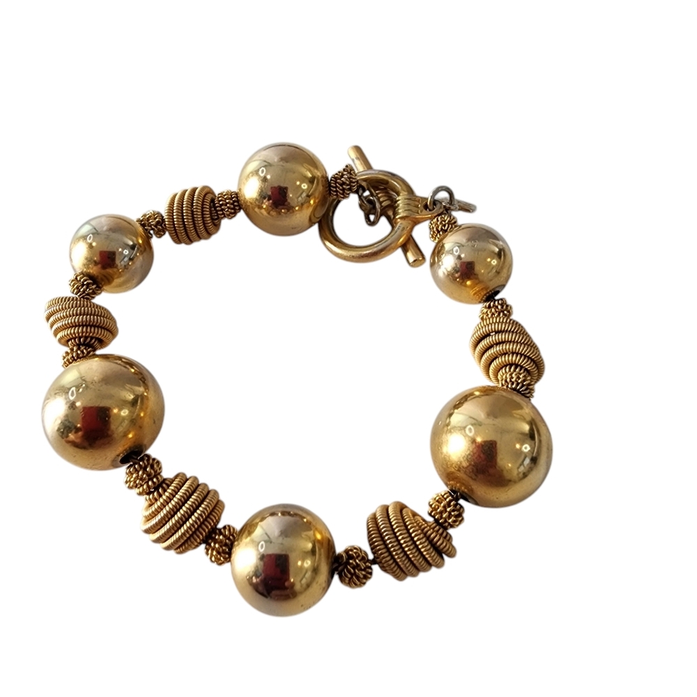 Vintage Anne Klein bracelet with rope and ball beads in gold matte - rare